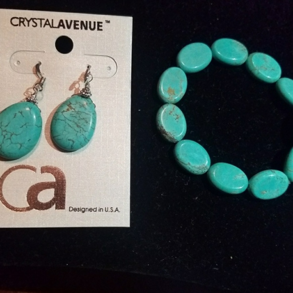 Turquoise fishhook earring & earring set